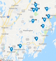 Map of the ceramic studios opening their doors to the public during Maine Pottery Tour 2020